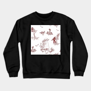 Cryptid Toile Pastoral Bigfoot Aliens and Mothman Crewneck Sweatshirt